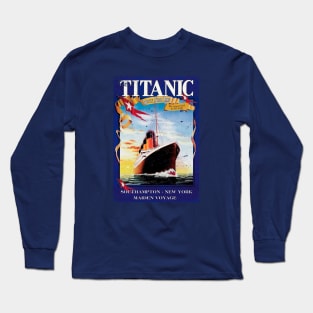 Titanic Poster Retro Ship Vintage Cruise Vessel Long Sleeve T-Shirt